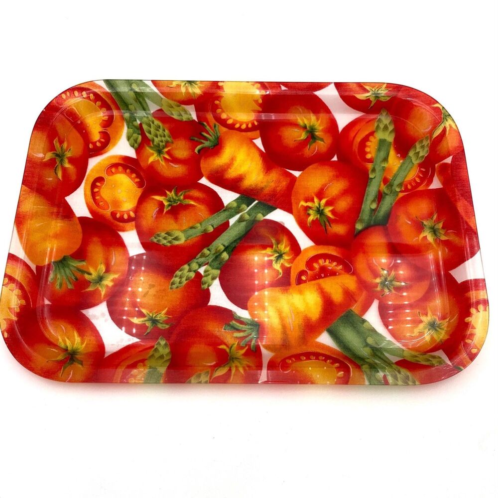 Summer Tomato, Asparagus, and Carrot Acrylic Tray  14” L x 10” W